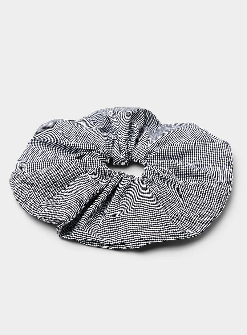 Large gingham mini-check scrunchie product image (primary)