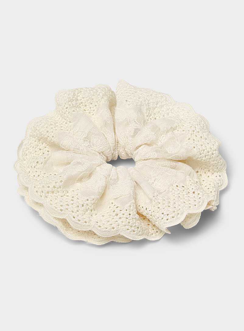 Crochet and lace large ruffled scrunchie product image (primary)