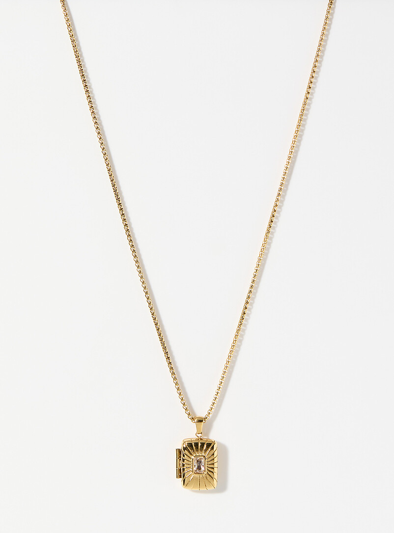 Stone rectangular medallion chain product image (primary)
