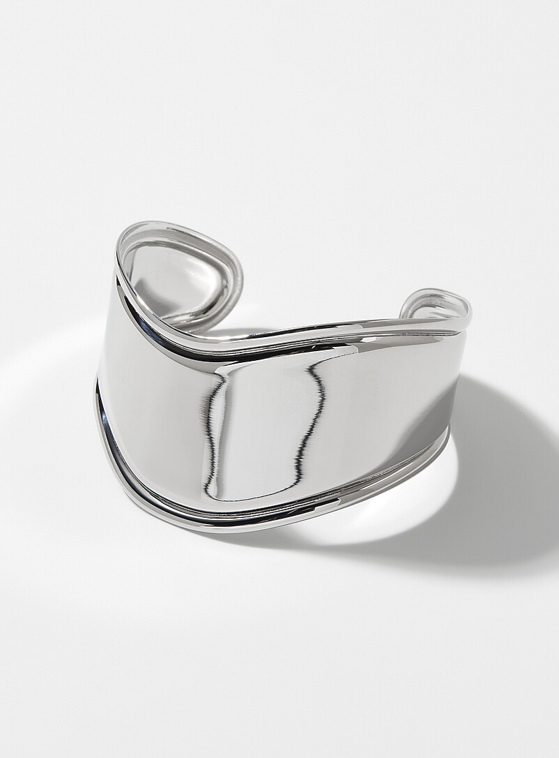 Silver wavy cuff bracelet product image (primary)