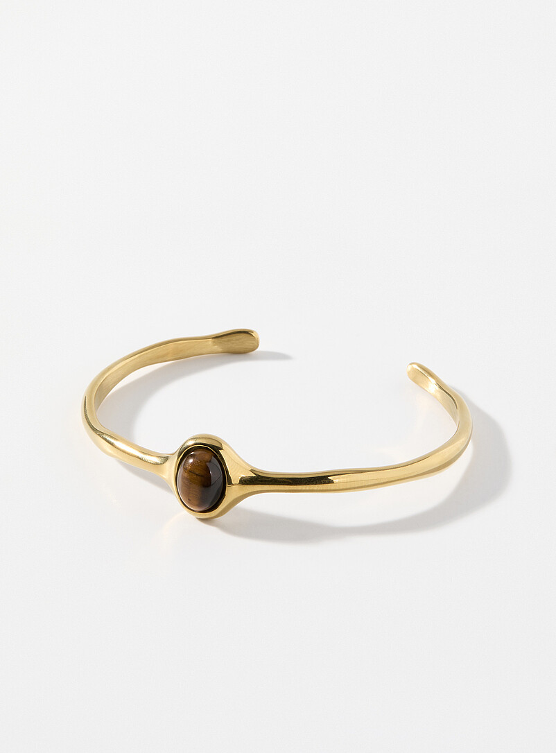 Amber stone open bangle product image (primary)