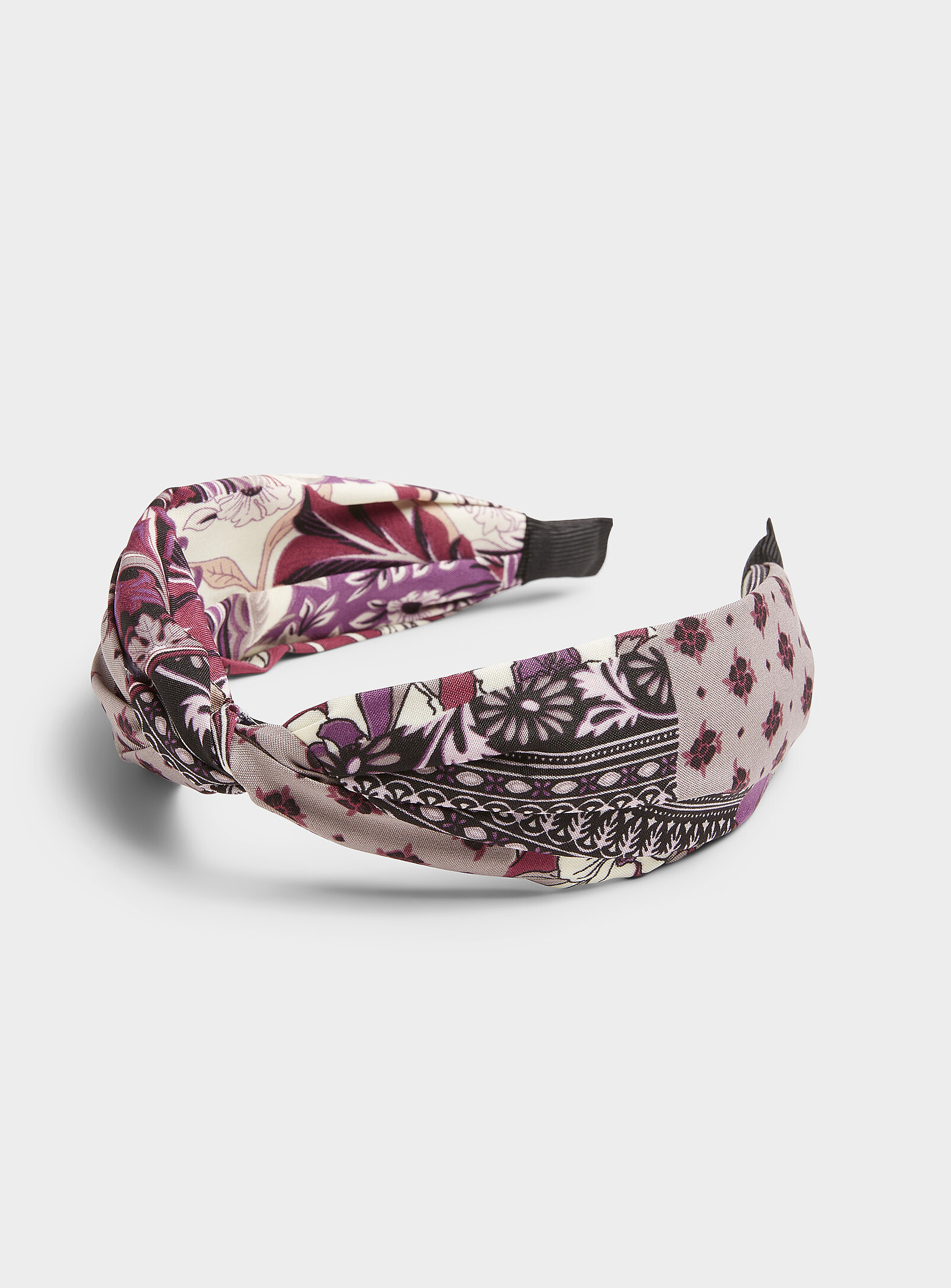 Simon's Floral Patchwork Interlaced Headband In Multi