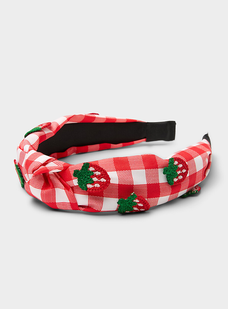 Appliqué fruity gingham knotted headband product image (primary)