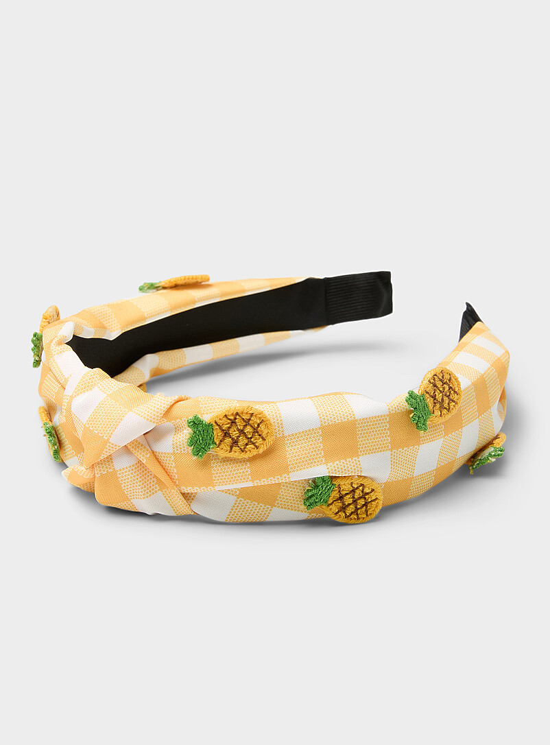 Appliqué Fruity Gingham Knotted Headband