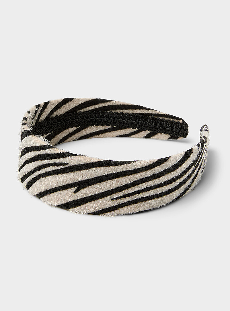 Zebra fuzzy headband product image (primary)