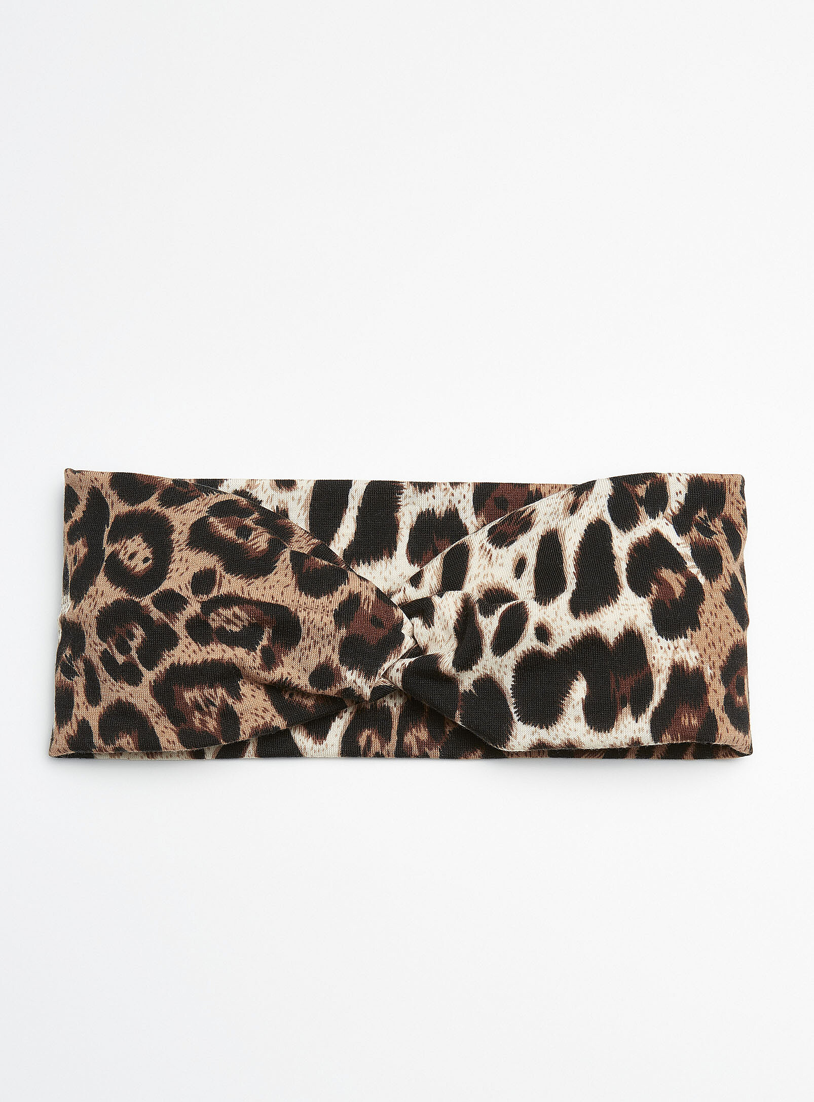 Simon's Leopard Knotted Headband In Patterned Brown