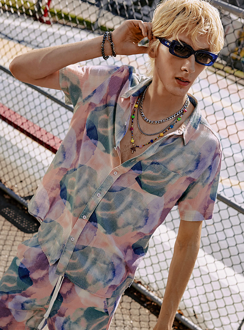 Banks Journal Dusky Pink Abstract watercolor shirt for men