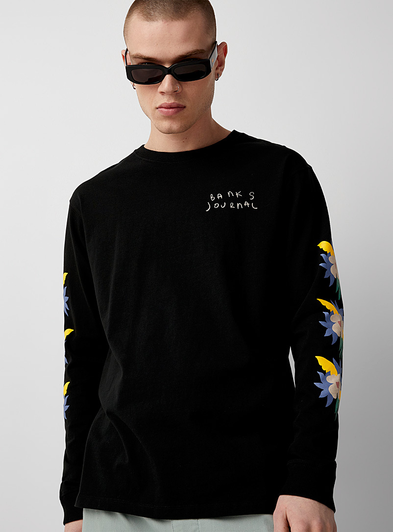Banks Journal Black Floral sleeve T-shirt for men