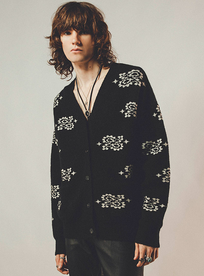 Other Black Paisley cardigan for men
