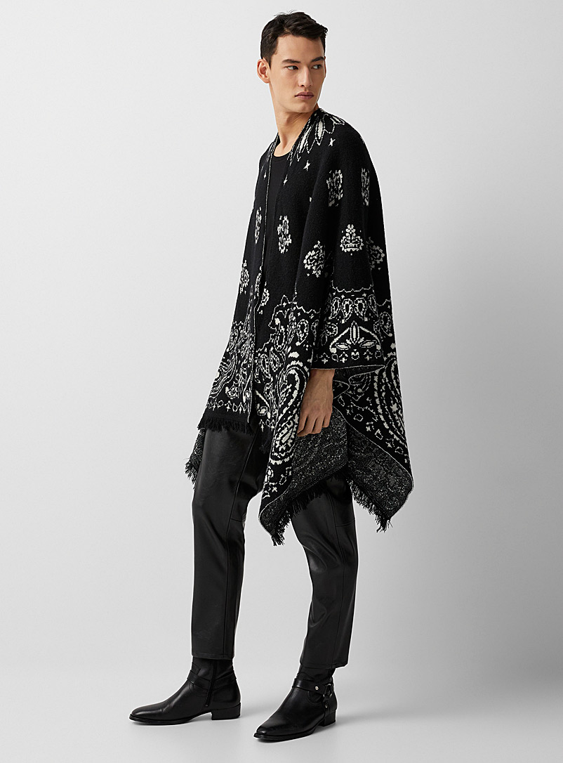 Other Black Paisley Western poncho for men
