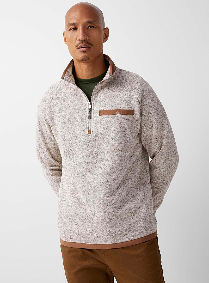 Zip-collar knit sweatshirt