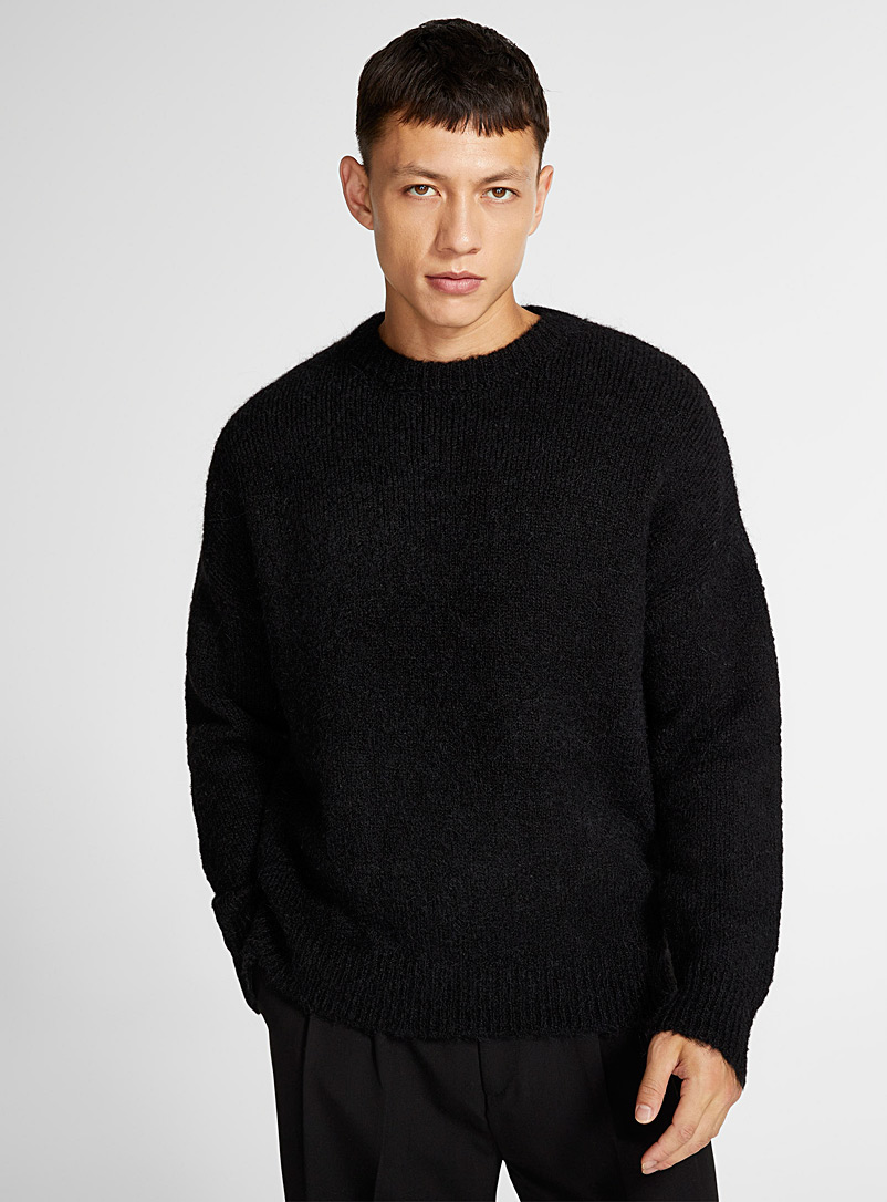 Le 31: Le chandail tricot duveteux Noir pour homme
