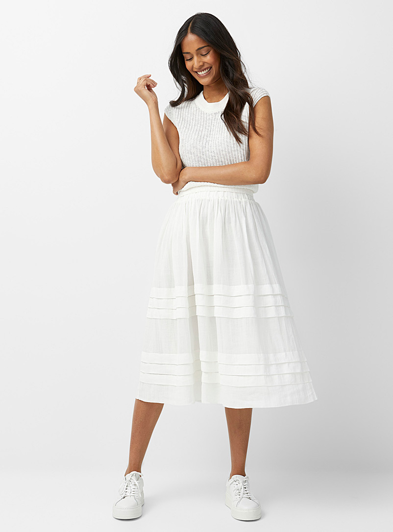 NAÏF Ivory White Alexa ruffled drape skirt for women