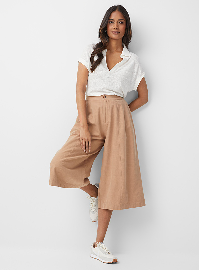 NAÏF Sand Quinn ultra-wide cropped pants for women