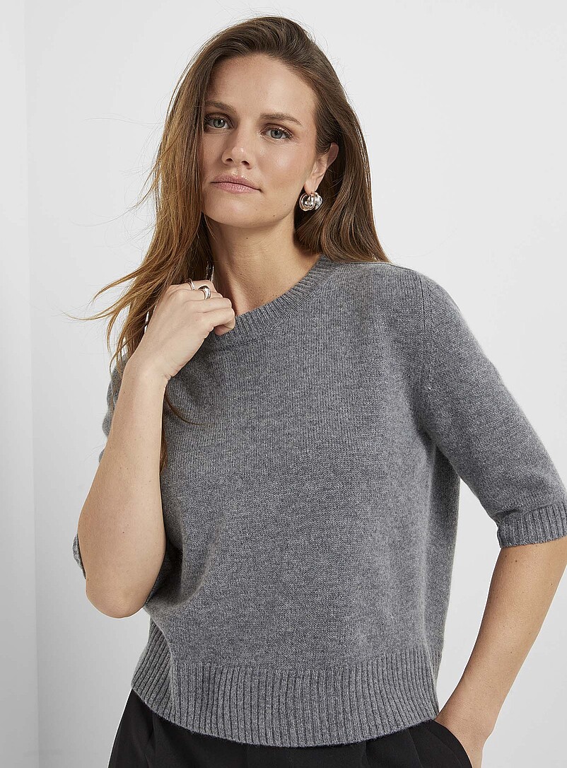 Pull Laura Clement Laine Soie Cachemire Gris Femme L VFP065 Pull Laura Clement Laine Soie Cachemire Gris Femme L VFP065