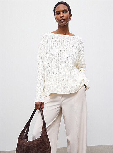 NA&Iuml;F Off White Jude oversized silk and cotton sweater for women