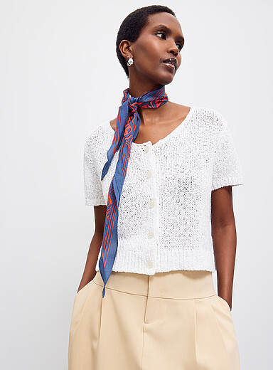 `Le cardigan &agrave; manches courtes pur coton Nala