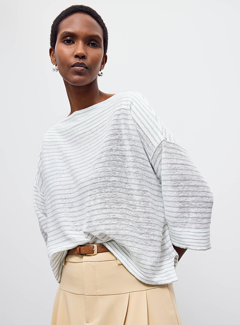 Brooke Pure Linen Striped Sweater