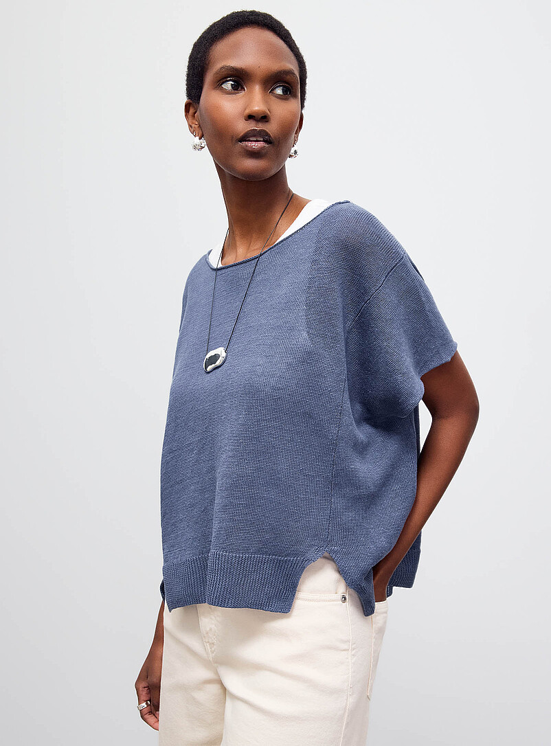 Kimmy Pure Linen Cap-Sleeve Sweater