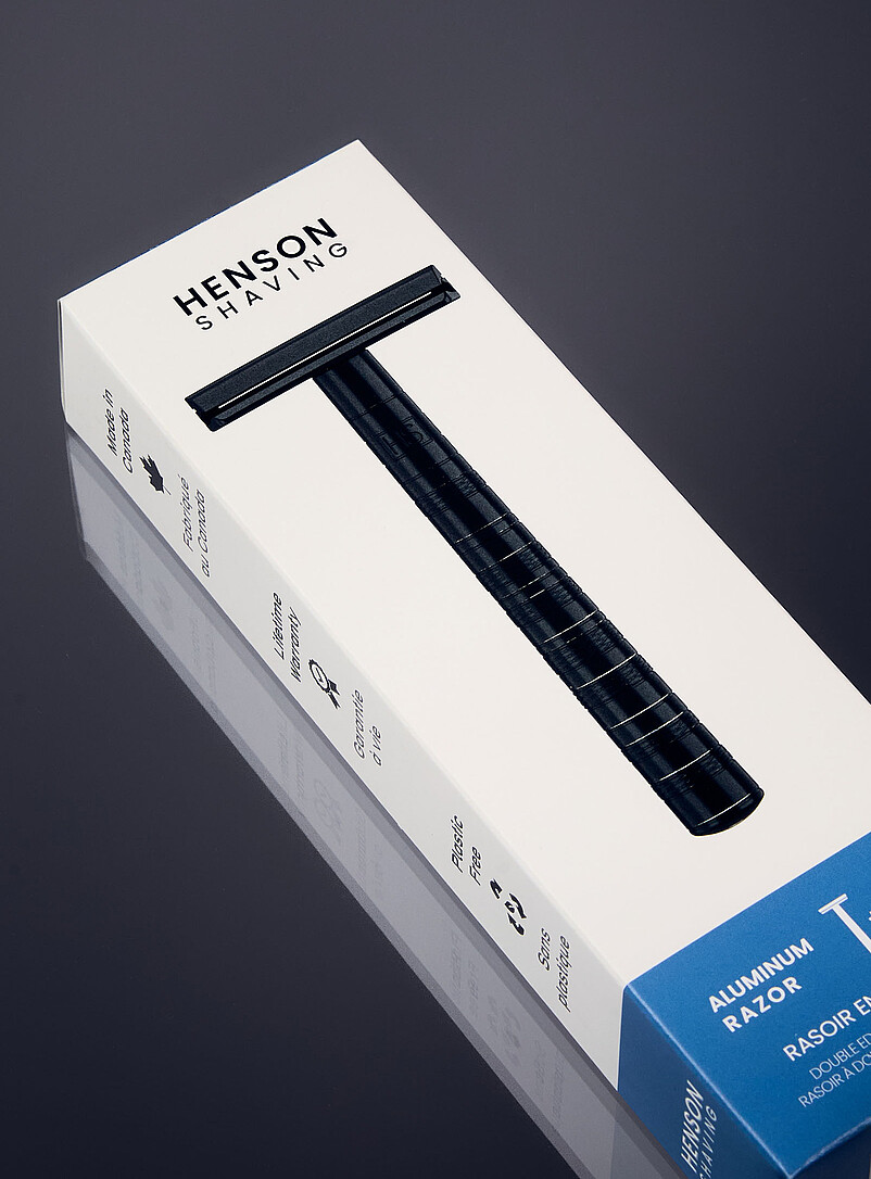 Henson Shaving: Le rasoir de s&ucirc;ret&eacute; AL13 en aluminium 25 lames incluses Noir  pour homme