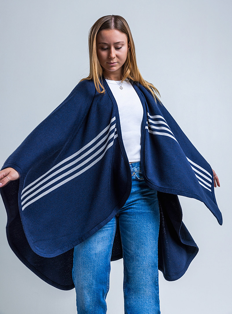 Volprivé Marine Blue Merino wool shawl