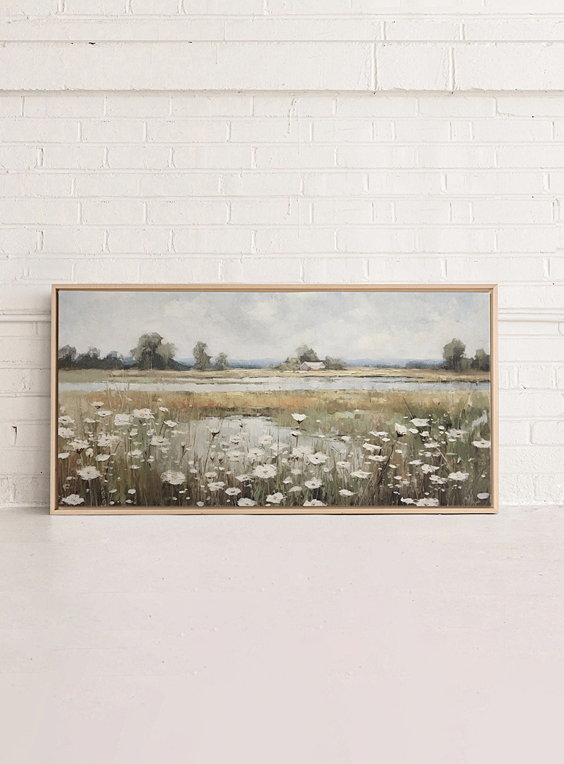 Simons Maison x OLEKA CANVAS Patterned Green Country daisies art print See available sizes