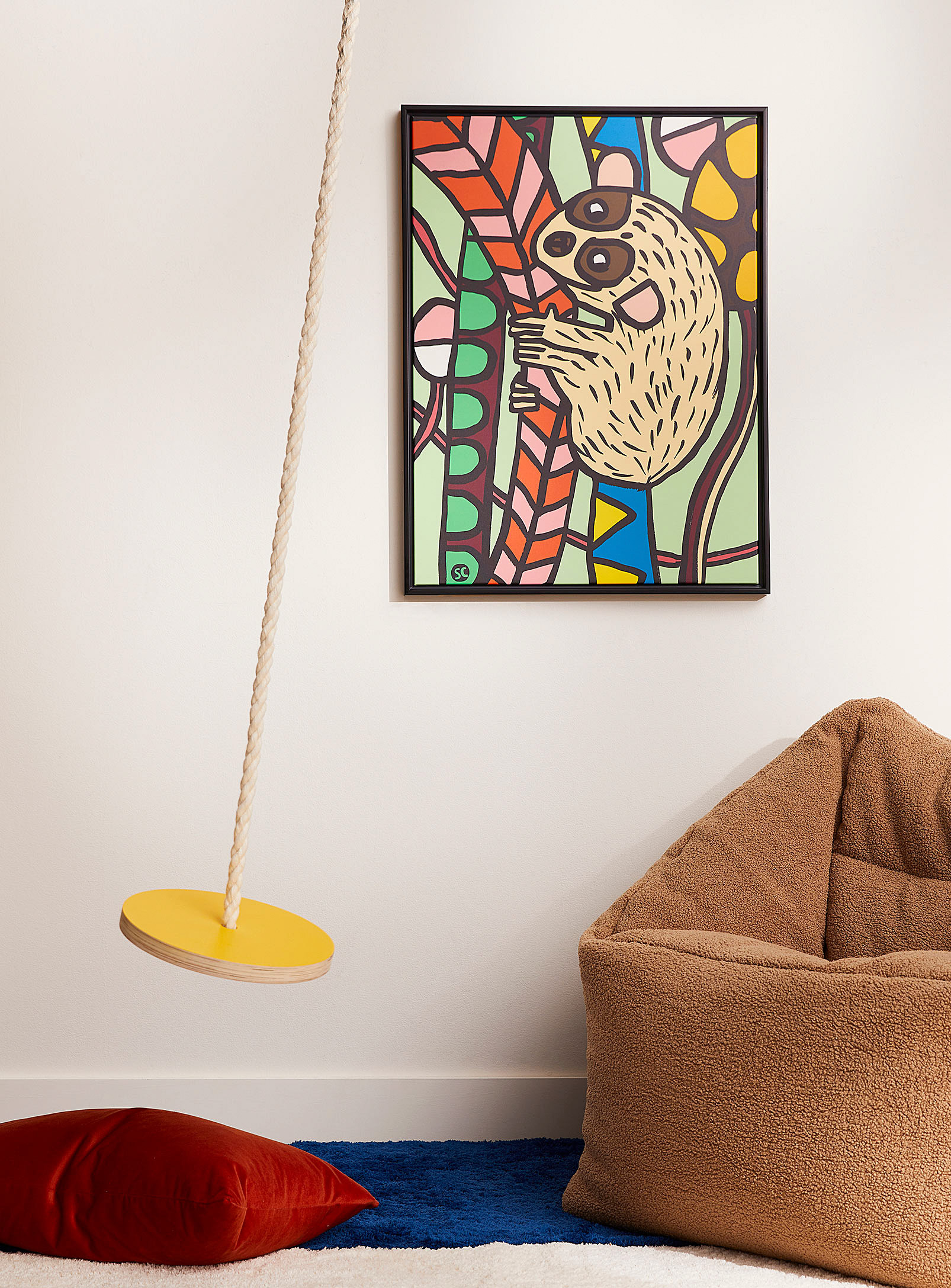 Simons Maison X Oleka Canvas Adorable Galago Art Print In Collaboration With Artist Sarah Corynen See Available Sizes In Lime Green
