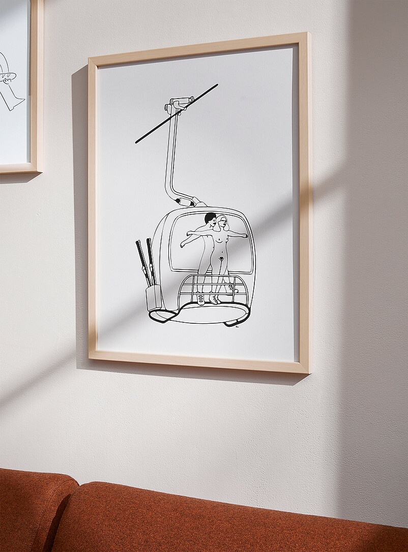 Naked couple in gondola lift art print In collaboration with Out Of The See available sizes product image 2