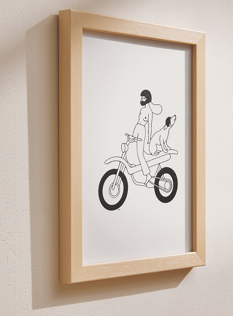 Woman and dog on motorcycle art print In collaboration with Out Of The See available sizes product image 2