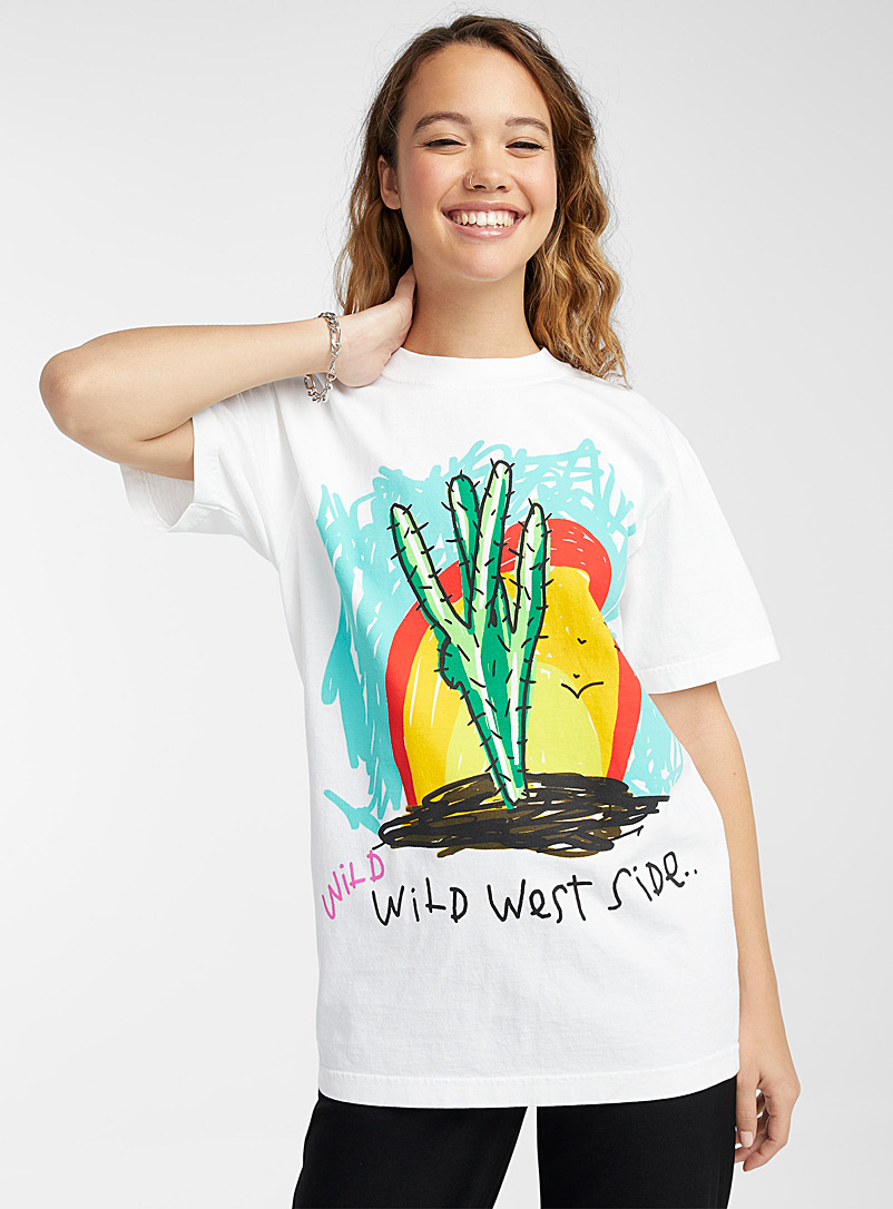 Twik: Le t-shirt cactus épineux Blanc pour femme