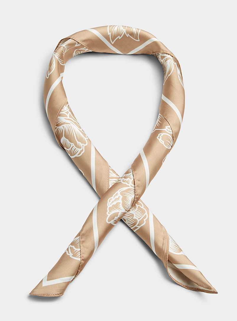 NANA THE BRAND Cream Beige Peony and paisley scarf for women