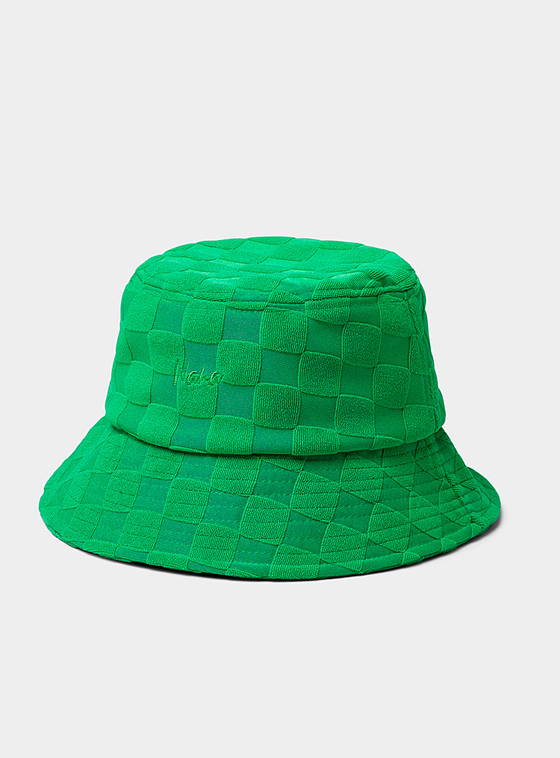 NANA THE BRAND Bottle Green Embossed checkerboard bucket hat for women