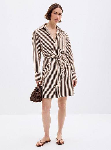 Striped seersucker shirtdress