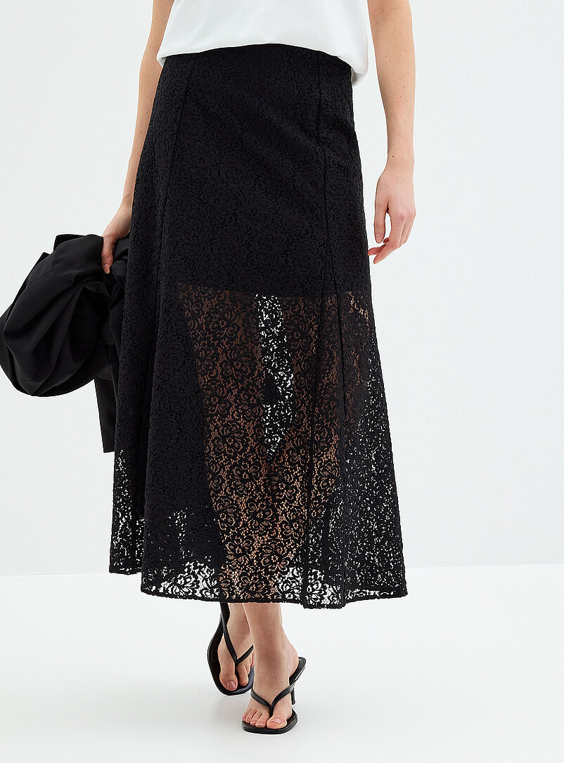 Grace & Mila Black Flared lace skirt for women