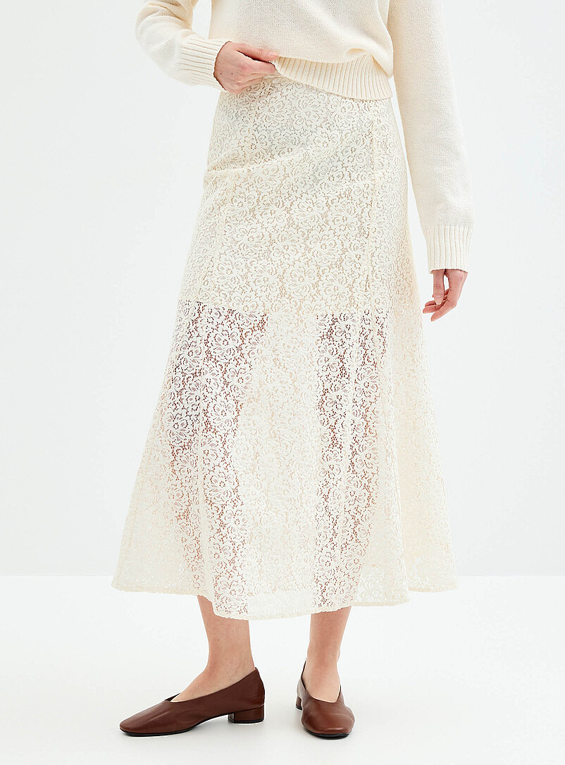 Grace & Mila Black Flared lace skirt for women