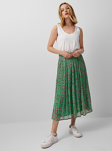 Opulent garden satiny pleated skirt | FUZZI | Women's Midi Skirts & Mid ...