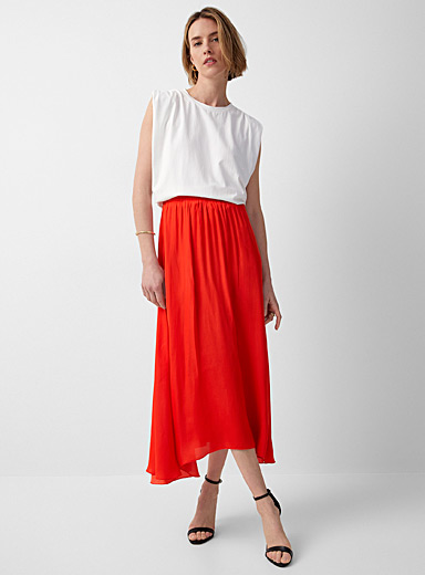 Contemporaine Red Tangerine fluid maxi skirt for women