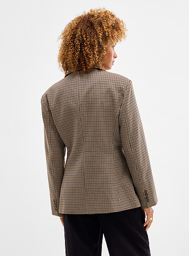 Almond asymmetrical houndstooth blazer