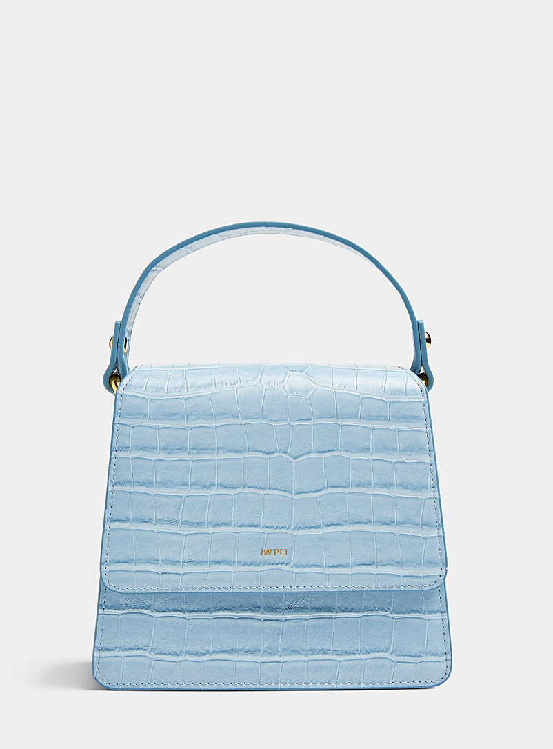 JW PEI Baby Blue Fae croc flap bag for women