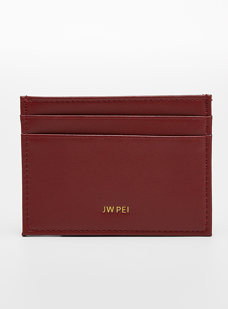 JW PEI: Le porte-cartes minimaliste Rouge foncé-vin-rubis pour femme
