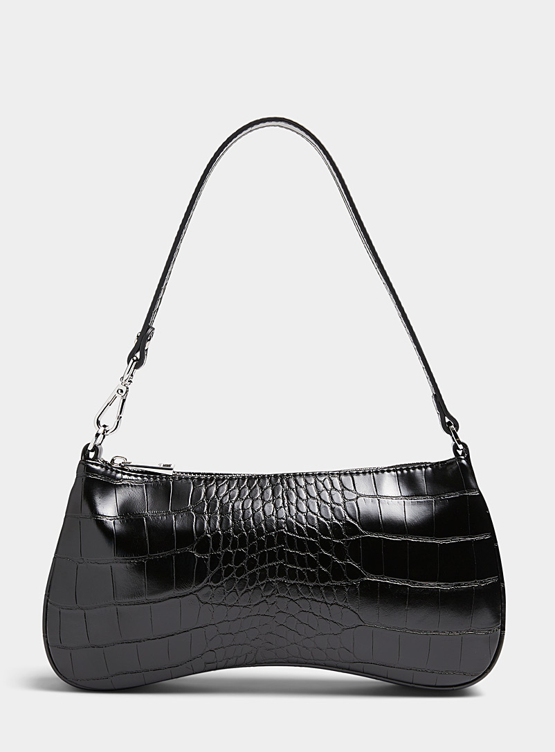 JW PEI Black Eva croc baguette bag for women