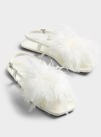 JW PEI: La sandale plumes Helena Blanc pour femme