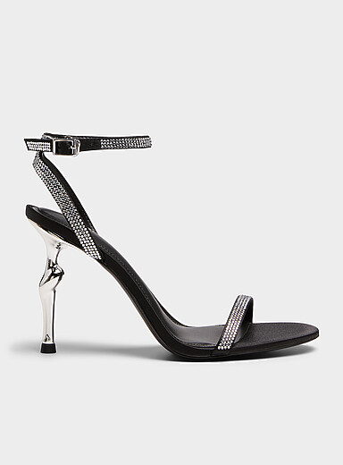 JW PEI Black Alivia silver heel sandals Women for women