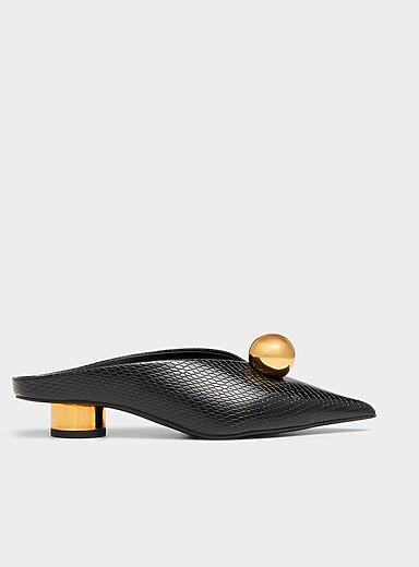 La mule textur&eacute;e boule dor&eacute;e Femme