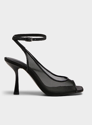 JW PEI Black Open-toe slingback pumps for women