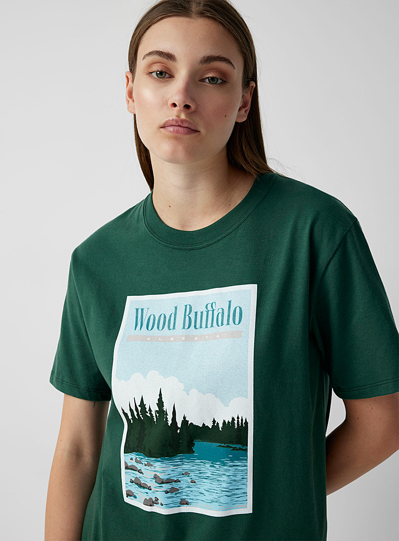 Twik: Le t-shirt parc canadien Vert à motifs pour femme