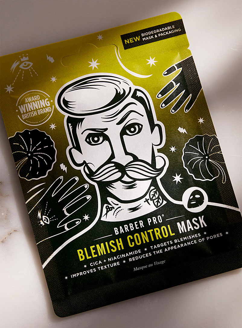 Barber Pro Patterned yellow Blemish control face mask for men