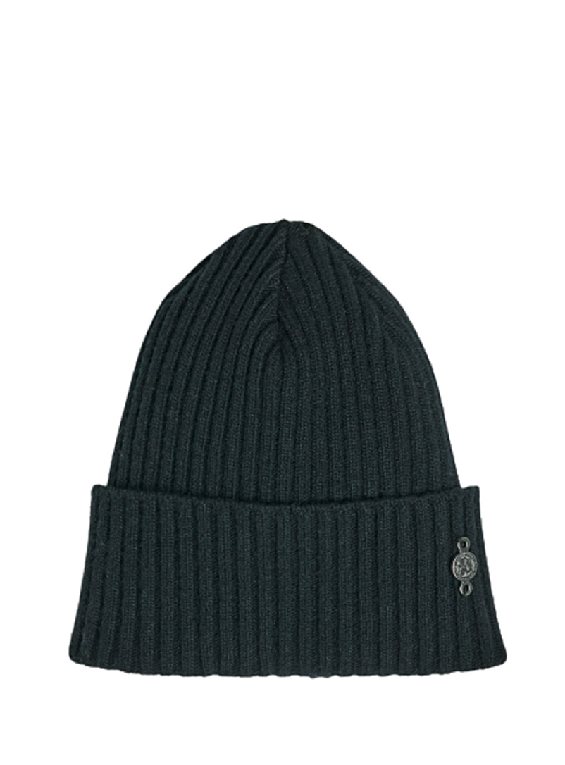 Harricana Black Recycled cashmere and wool ribbed tuque