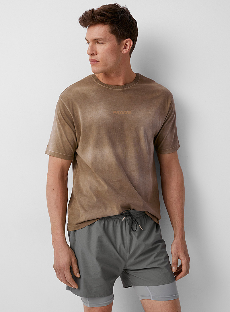 PRAISE Patterned Brown Bernie boxy tee for men