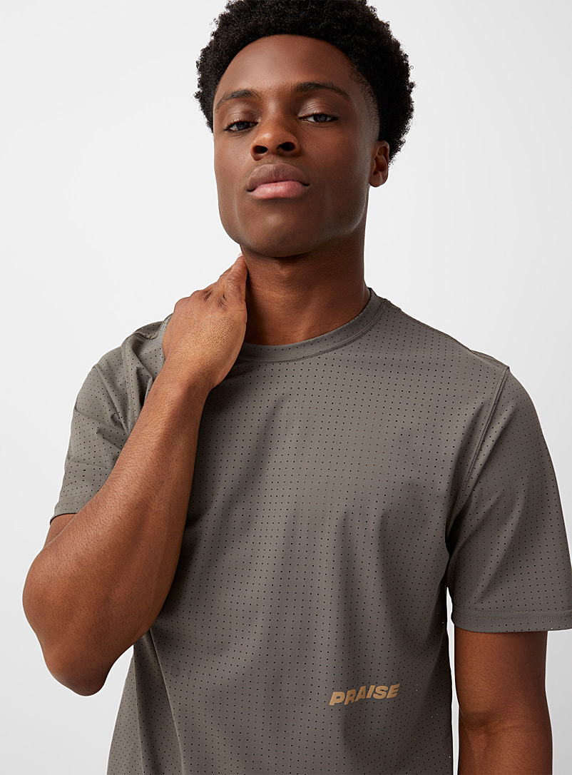 PRAISE Grey Fletch perforated t-shirt for men
